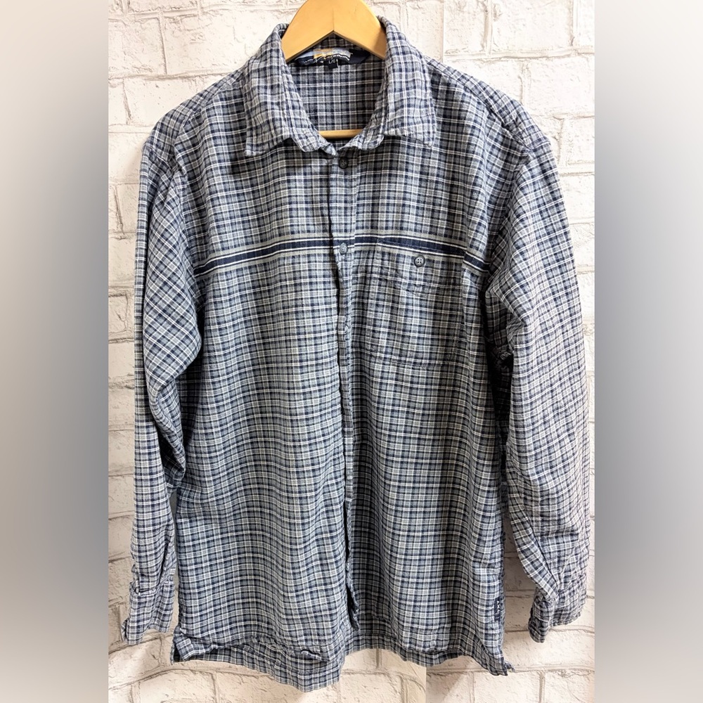 Men’s Casual Blue Plaid Button-Down Shirt - Long Sleeve Soft Flannel